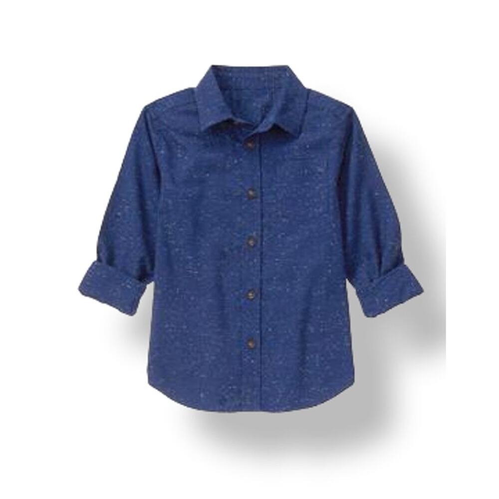 Gymboree‎ Boys Shirt Size XS 4 Snowflake Fun Western Blue Nubby Fabric Button Up